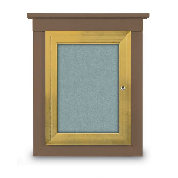 United Visual Products 72"x36" 3-Door Enclosed Letterboard, Grey Felt/Walnut UV2627O-WALNUT-GREY - main